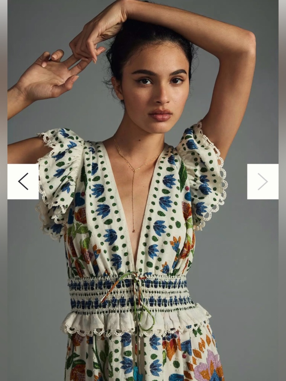 NEW Viral Camila Summer Garden Party Floral Maxi Dress Cotton Scallop Smocked - Picture 11 of 16